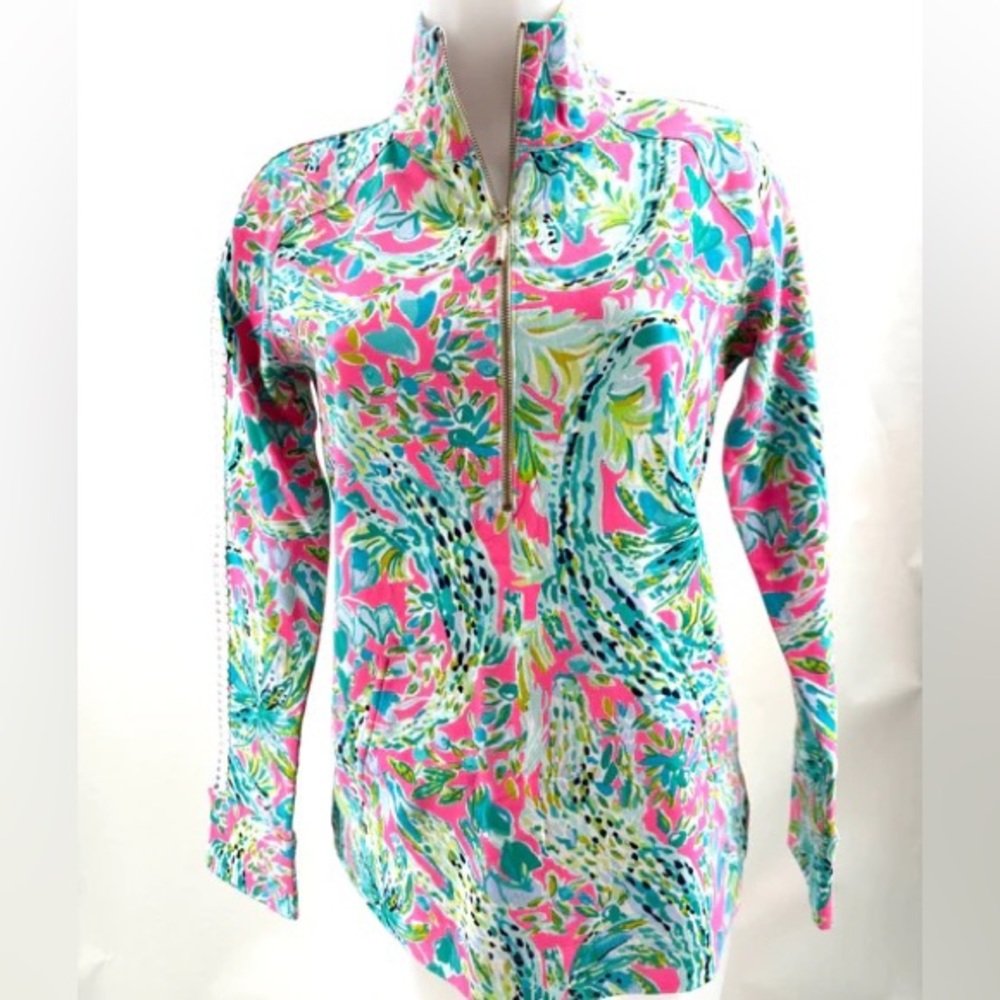 LILLY PULITZER Snap Back Alligator Quarter Zip Sweater Pullover Small 4 6 NWT